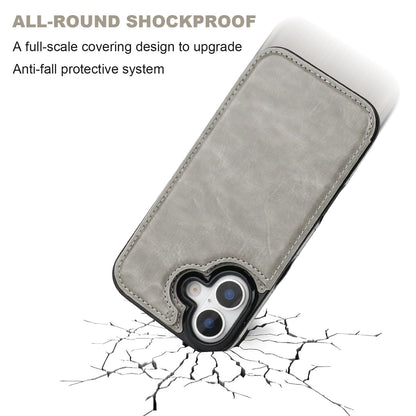 ONETOP Compatible with iPhone 17 Wallet Case with Card Holder, PU Leather Kickstand Card Slots Case, Double Magnetic Clasp and Durable Shockproof Cover 6.3 Inch (Gray)
