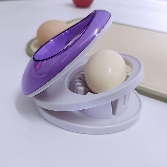 Egg Slicer for Hard Boiled Eggs,Easy to Cut Egg into Slices, Wedge and Dices, Sturdy ABS Body with Stainless Steel Wires,Non-slip Feet,Dishwasher Safe, BPA Free (Blue)