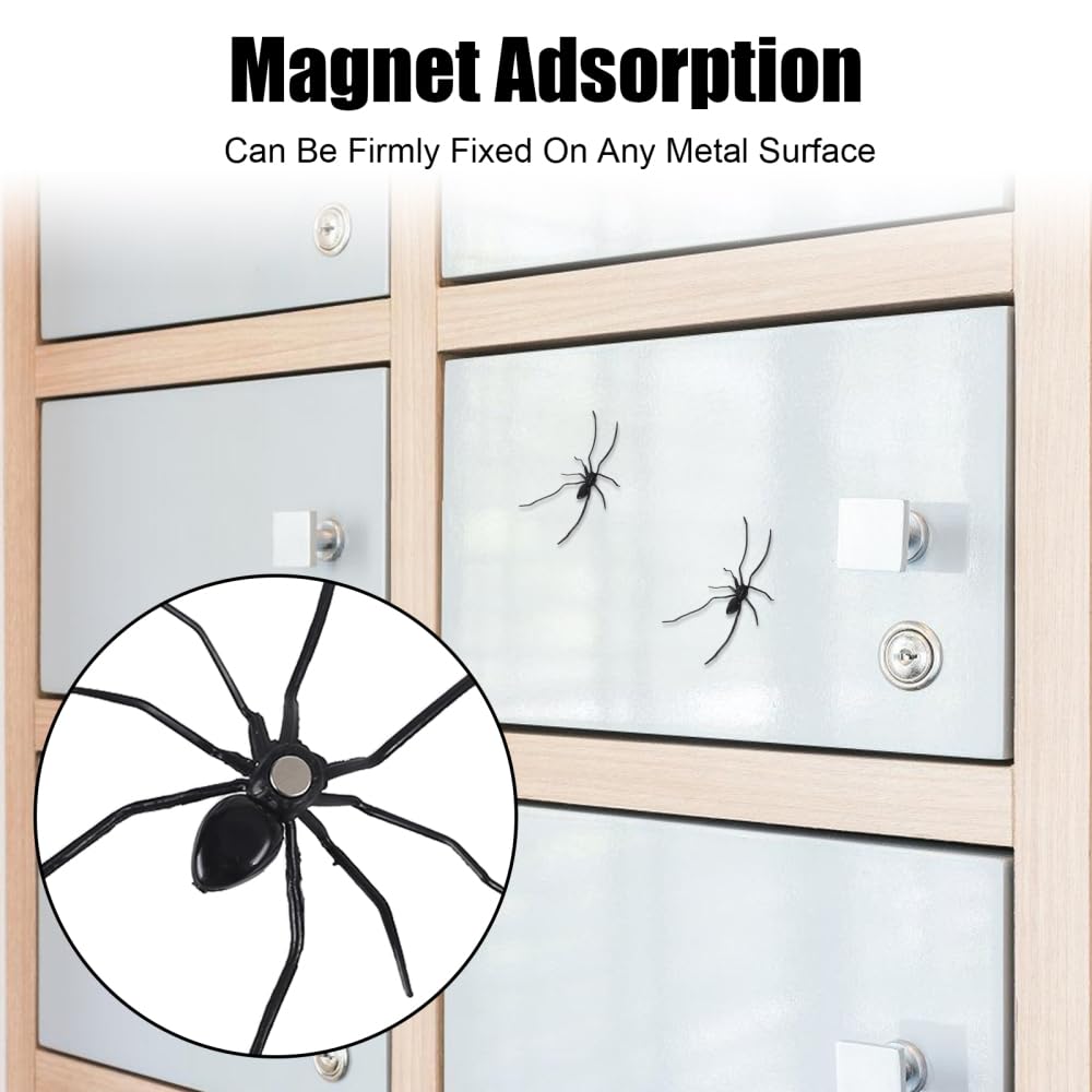 Spider Fridge Magnet, 2/4/6PCS Realistic Spiders Refrigerator Magnets Magnetic Spider Decoration for Halloween Birthday Pranks