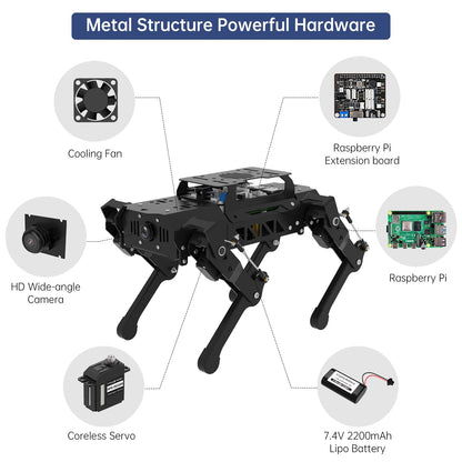 PuppyPi Robot Dog with ChatGPT Large AI Models AI Embodied Intelligence ROS Robotic Dog Vision Scene Voice Understanding SLAM Mapping Navigation Bionic Quadruped Robot, Advanced Kit & RaspberryPi5 8GB