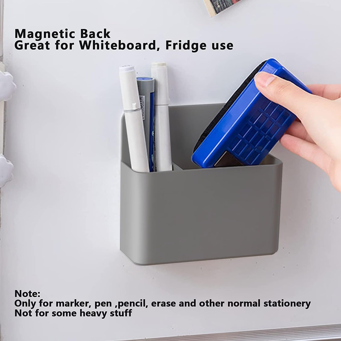 noonebutyou 2 Pcs Magnetic Marker Holder Dry Erase Marker Holder Wall Mount Self Adhesive Pen Holder Magnetic Marker Cup Holders for Whiteboard, Fridge, Home Office School (Grey)