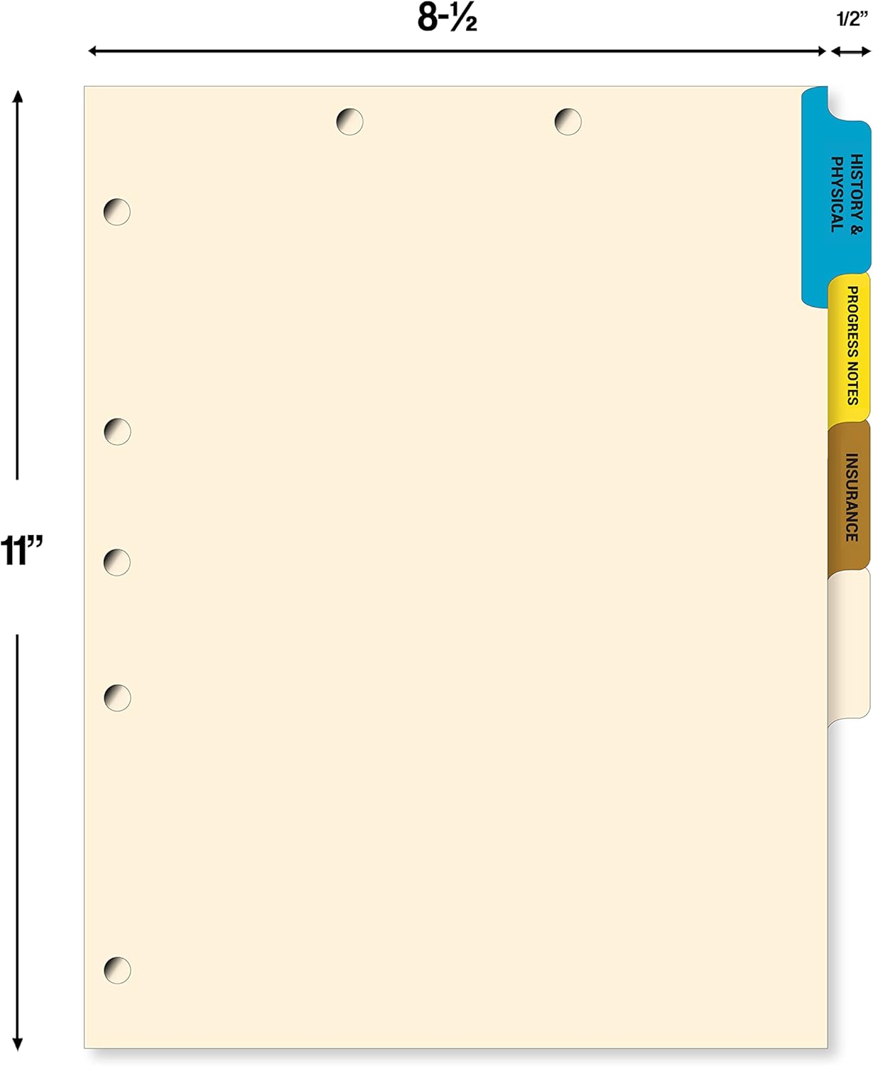 Doctor Stuff - Stock Medical Chart Dividers, 100 Sets of 4 Popular Healthcare Index Tabs, Side Tab, 9" x 11", File Folder Organizer for Nursing Patient Charts and Medical Records