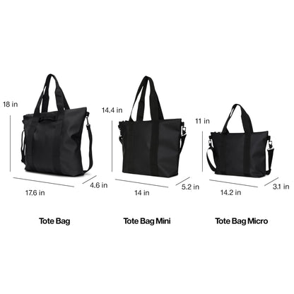 RAINS Tote Bag Micro - Black Waterproof Shoulder Bag for Men and Women - Compact Black Tote for Work, Travel, Shopping with Coated Zip and Carry Handles - 2 Year Warranty