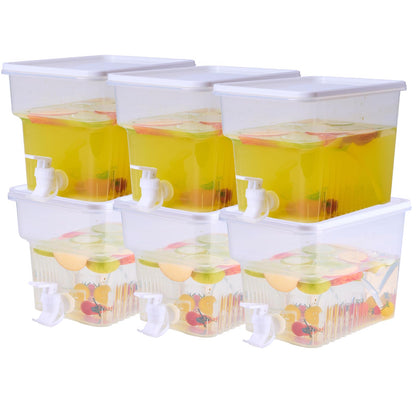 BEWBBAT 6 Pack 1.3 Gallon Fridge Drink Beverage Dispenser with Spigot, Leak-Proof Plastic Water Container Ice Juice Dispenser with Spigot for Party Daily Use