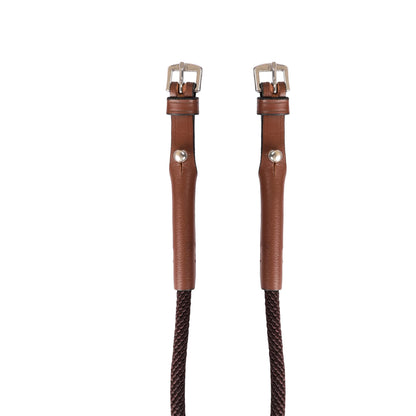 Exion Rope Cheek Pieces for Horse Bridle – 13mm Leather & Rope Replacement Bit Straps – Vegetable Tanned with Stainless Steel Buckles – English Tack for Jumping & Polo – 1 Pair
