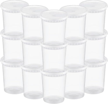 TashiBox 48 Sets 32 oz Plastic Deli Containers with Lids - Clear Airtight Food Storage & Meal Prep Containers, BPA Free, Stackable, Leakproof, Microwave & Freezer Safe