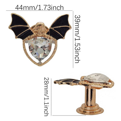 Sutfmwe Bat Knob, Gothic Knobs Pulls Handle for Cabinet Drawer Closet Dresser Bookcase Wine Cooler Gothic Theme Furniture Decor Single Hole Crystal Skull Bat Knob Pull 4PCS