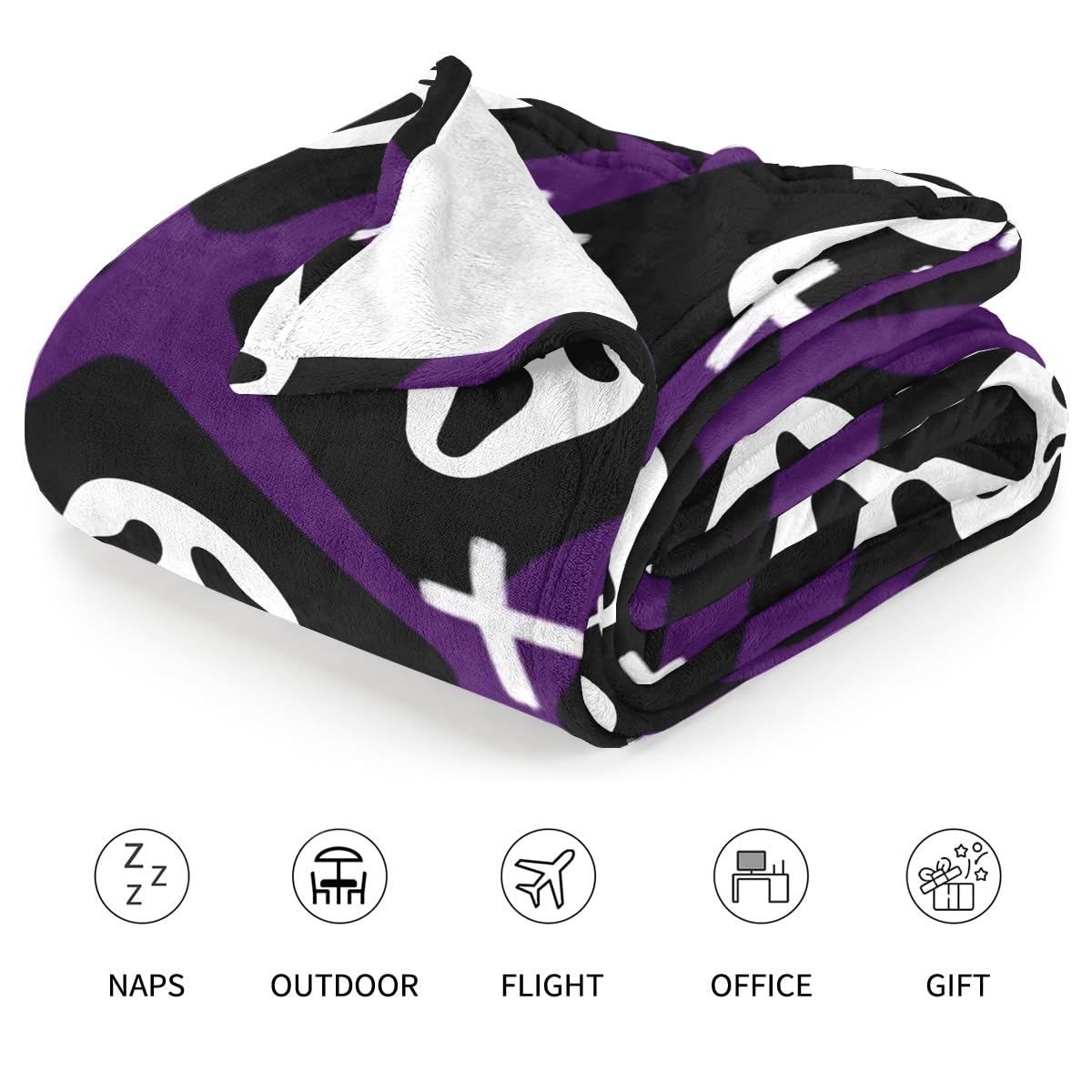 YWZDS Spooky Face Throw Blanket, Purple and Black, Halloween Ghost Blankets Fuzzy Gifts for Sofa Couch Bedroom (30 x 40 inch)
