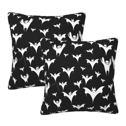 Xzyopcwx Halloween Goth Bats and Moon 2 Pack Throw Pillow Covers Sofa Cushions Covers Living Room Bedroom Bed Covers Car Lumbar Covers 18x18 Inches