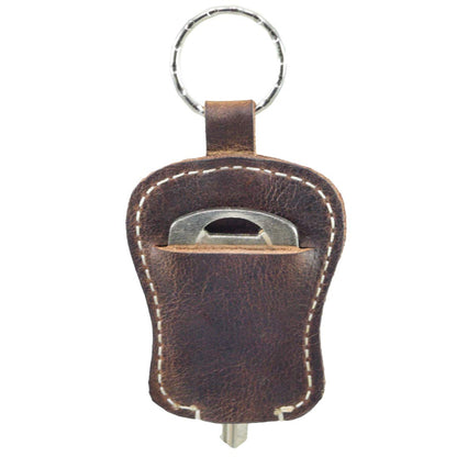 Hide & Drink, Leather Guitar Keychain/Holder With Pouch for Most Used Key, Musicians :: Bourbon Brown
