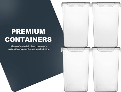 M MCIRCO Extra Large 7qt / 6.5L/220oz Tall Food Storage Containers, WIDE & DEEP, 4-Piece Plastic Airtight Kitchen Pantry Storage Containers for Flour, Sugar,20 Labels