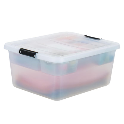 IRIS USA 18 QT Clear Storage Organizer with Removable Dividers, Stackable Plastic Storage Box with Lid, Modular Container for Crafts, Tools, Office & Pantry Organization