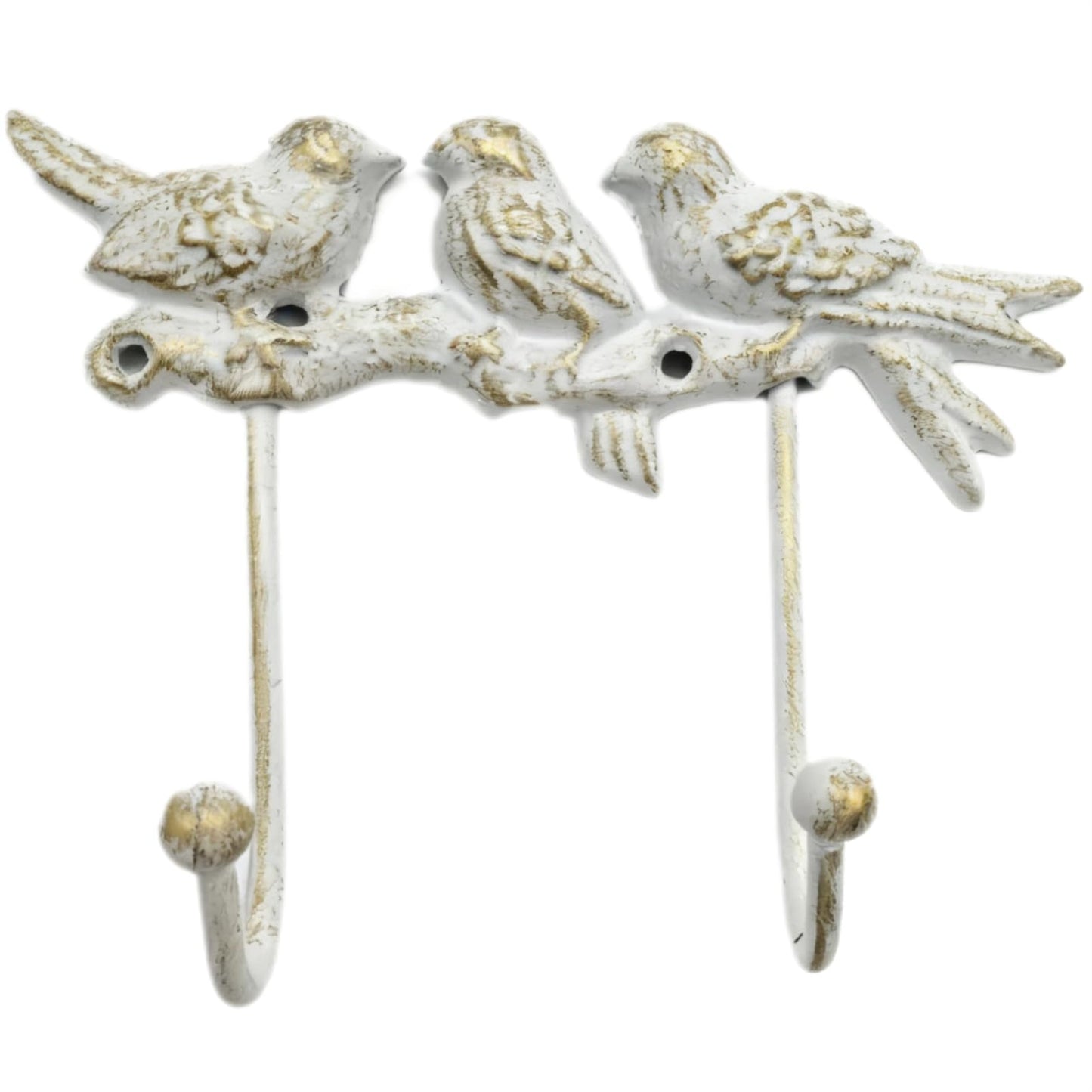 IROSANCO Vintage Cast Iron Bird Wall Hook White & Gold