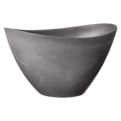 Arcadia Garden Products PSW Pot Collection YB41CT Plastic/Stone/Wood Composite Curved Planter Pot – No Drainage Hole (Drillable), for Indoor and Outdoor Plants and Gardens, 16-inch, Cement Gray