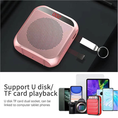 Portable Voice Amplifier for Teachers, Rechargeable Personal Amplifier Mic PA System Headset Microphone with Speaker for Teachers, Training, Meeting, Tour Guide, Yoga, Classroom (White)