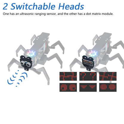 Freenove Robot Ant Kit (Compatible with Arduino IDE), Dot Matrix Expressions, Obstacle Avoidance, Wireless Control App, Ultrasonic Sensor Servo