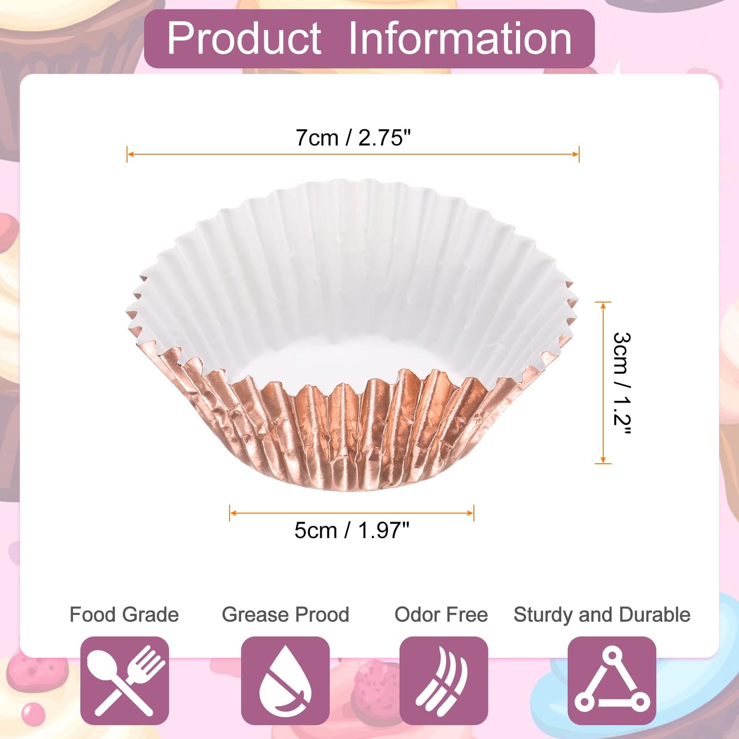 HARFINGTON 400 Count Champagne Foil Muffins Cupcake Liners Standard Size Metallic Baking Cups Wrappers Greaseproof for Party Wedding Birthday