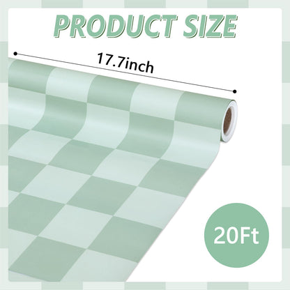 Green Checkered Bulletin Board Paper Roll Retro Hippie Green Bulletin Board Background Back to School Classroom Decor Poster for Art Craft DIY Project Home Office Spring Party Supplies 17.7inx20ft