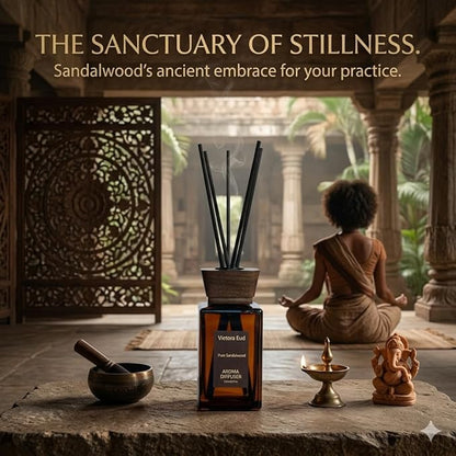 Natural Sandal Wood Reed Diffuser - 5.6 Fl Oz for Home& Office, Bathroom&Shelf Decor| Long Lasting Air Freshener|Gift for Women, Housewarming&Birthday