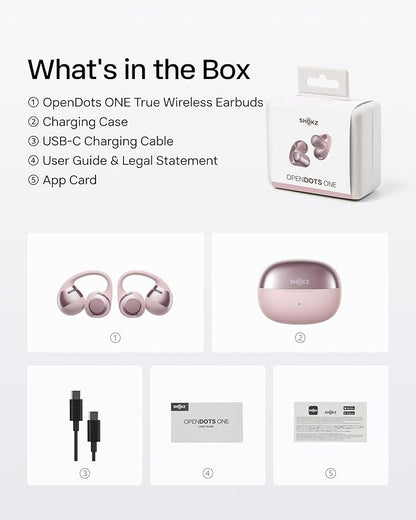 SHOKZ OpenDots ONE-Open-Ear Headphones, Clip-On Earbuds-Wireless Bluetooth Earbuds with Microphone-Secure, Lightweight, Comfort-Premium Dolby Audio-Water Resistant-Fast Charging-Up to 40 hrs Playtime