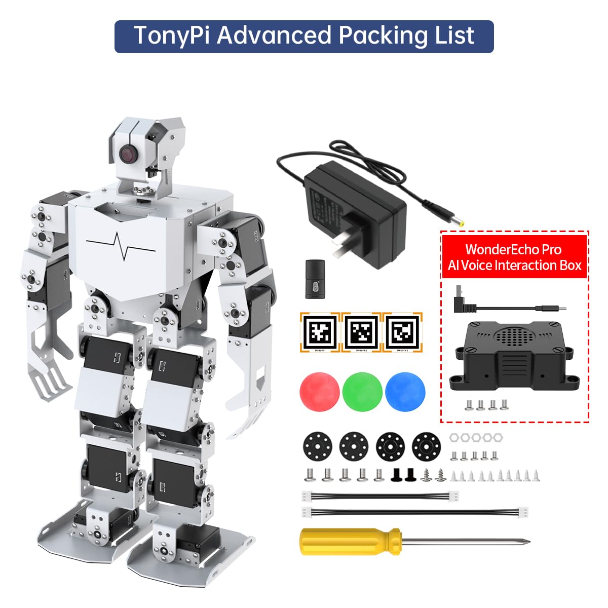 HIWONDER Humanoid Robot with ChatGPT Multimodal AI Models AI Embodied Intelligent Vision Scene Voice Understanding 20DOF Educational Robot Kit Python Programming, TonyPi Advanced & RaspberryPi 5 2GB