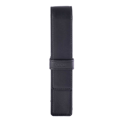 DiLoro Leather Single Pen Case Pencil Pouch Holder for One Fountain Ballpoint Rollerball Pen and Pencil (Black)