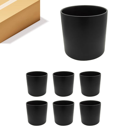 WGVI Black Ceramic Cylinder Vase Width 7" Height 6.75", Flower Arrangements, Candle Holder, Terrarium Planter Pot, Storage Container Organizer, Pen Brush Holder, 6 Pieces