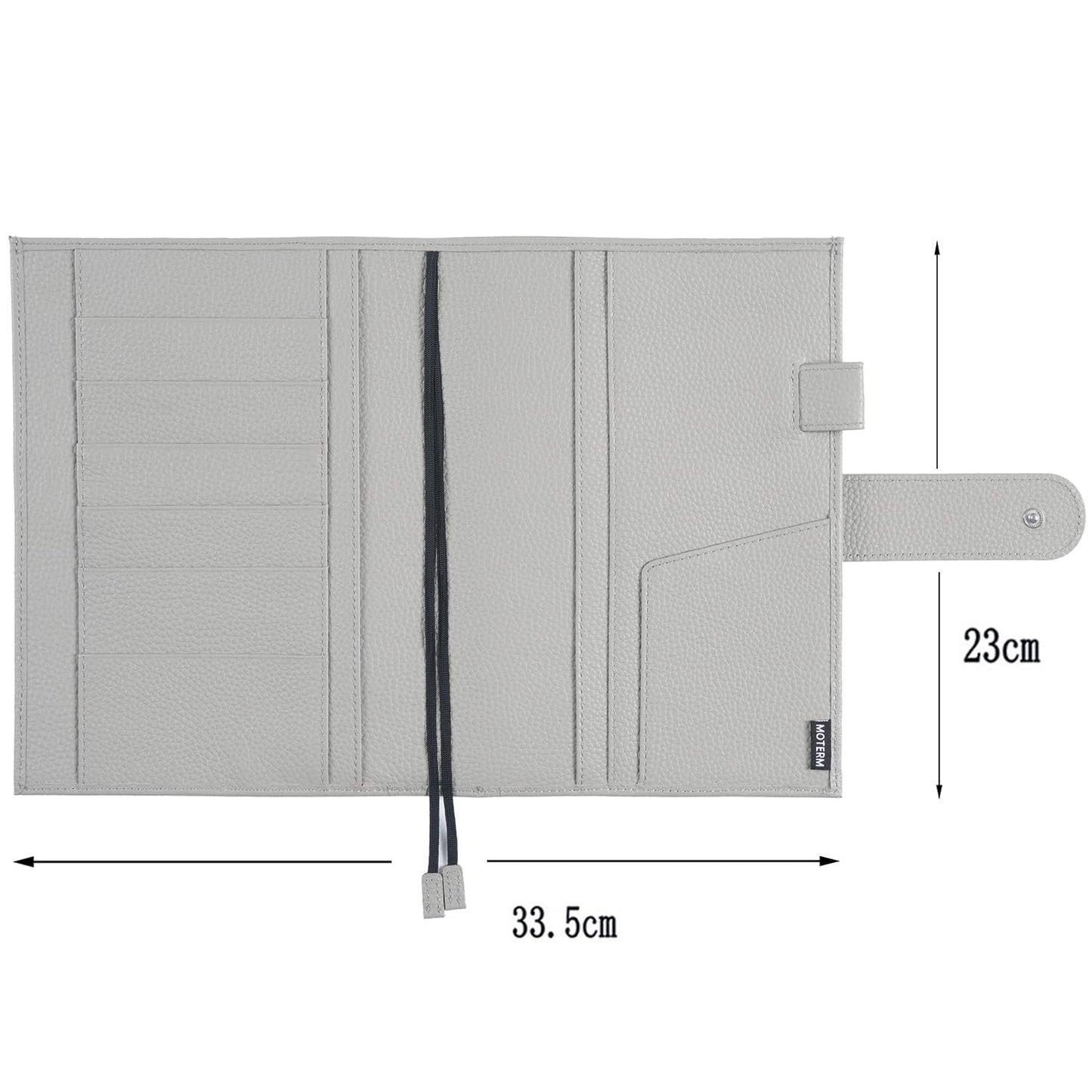 Moterm Leather Cover for A5 Notebooks - Fits Hobonichi Cousin, Stalogy and Midori MD Planners, with Pen Loop, Card Slots and Back Pocket (Pebbled-Gray)