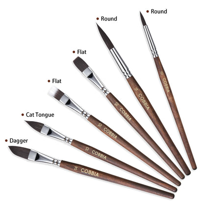 Watercolor Brushes Professional, Paint Brush Set Variety Shapes with Flat, Round Pointed, Dagger, Cat's Tongue Oval Wash Perfect for Watercolor Gouache Acrylic Inks Painting