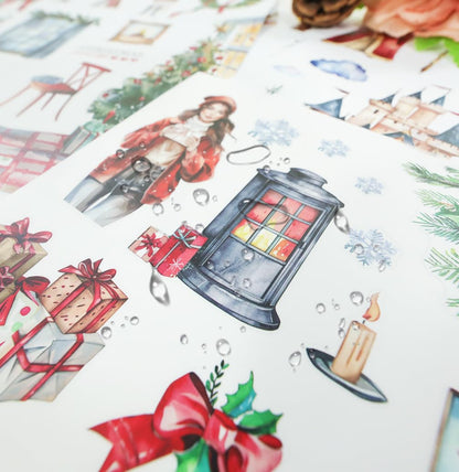 20 Sheets Pre-Cut Christmas Stickers for Scrapbooking, Bullet Journaling, Card Making & Planners - Xmas Sticker Book with Festive Holiday Designs, Self-Adhesive Scrapbook & Junk Journal Supplies
