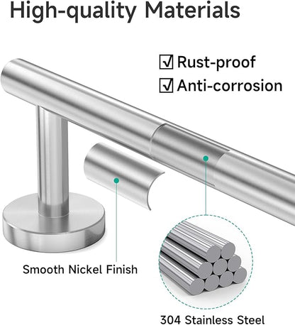 USHOWER Brushed Nickel Hand Towel Bar, 9-Inch Towel Racks for Bathroom Wall-Mounted, SUS304 Stainless Steel Towel Rod (Total Length 11-Inch)
