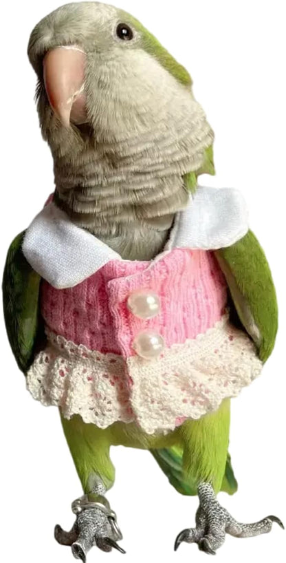 Bird Diaper Flight Suit - Pink Top Bird Clothes Cosplay Photo Prop for Parrots, Lovebirds, Parakeets, Cockatiels & Small Animals (Senegal)