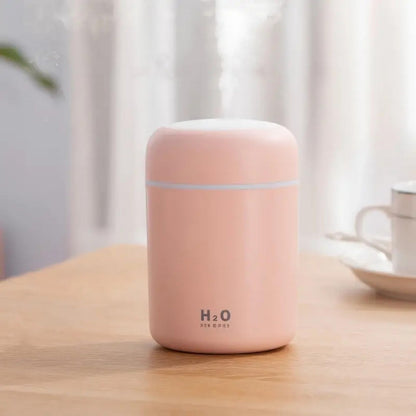 Portable Mini Humidifier, Colorful, Cool Mist, USB Powered. Perfect for Bedroom, Office & Car (300ml, White)