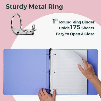 POPRUN 3 Ring Binder 1 Inch, PVC-Free, Holds 175 Sheets of 8.5 x 11 Paper, Extra Durable Organizer with 2 Pockets for School & Office, Heavy-Duty, 4 Pack, Midnight Green
