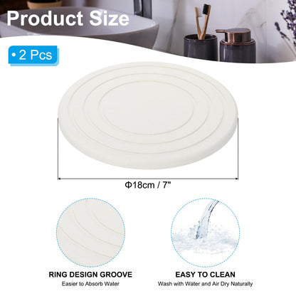 PATIKIL Diatomaceous Plant Saucers for Indoors 7inch, 2 Pack Quick Dry Plant Drip Trays for Pots Absorbent Plant Water Catcher Tray for Indoor Outdoor House Garden Plant, White