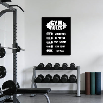 YSPCSUN Motivational Gym Posters For Home Workout Room Decor Inspirational Fitness Rules Canvas Wall Art Barbell Signs For Weightlifting Bodybuilding Garage Ready To Hang 24x18 Inch