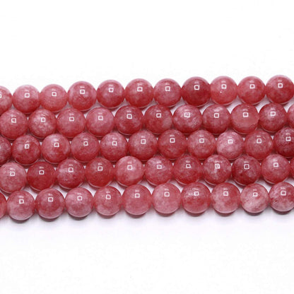 PLTbeads Natural Gemstone Loose Beads Smooth Round Approxi 15 inch DIY Bracelet Necklace for Jewelry Making (6mm, Rhodonite Dyed Jade)