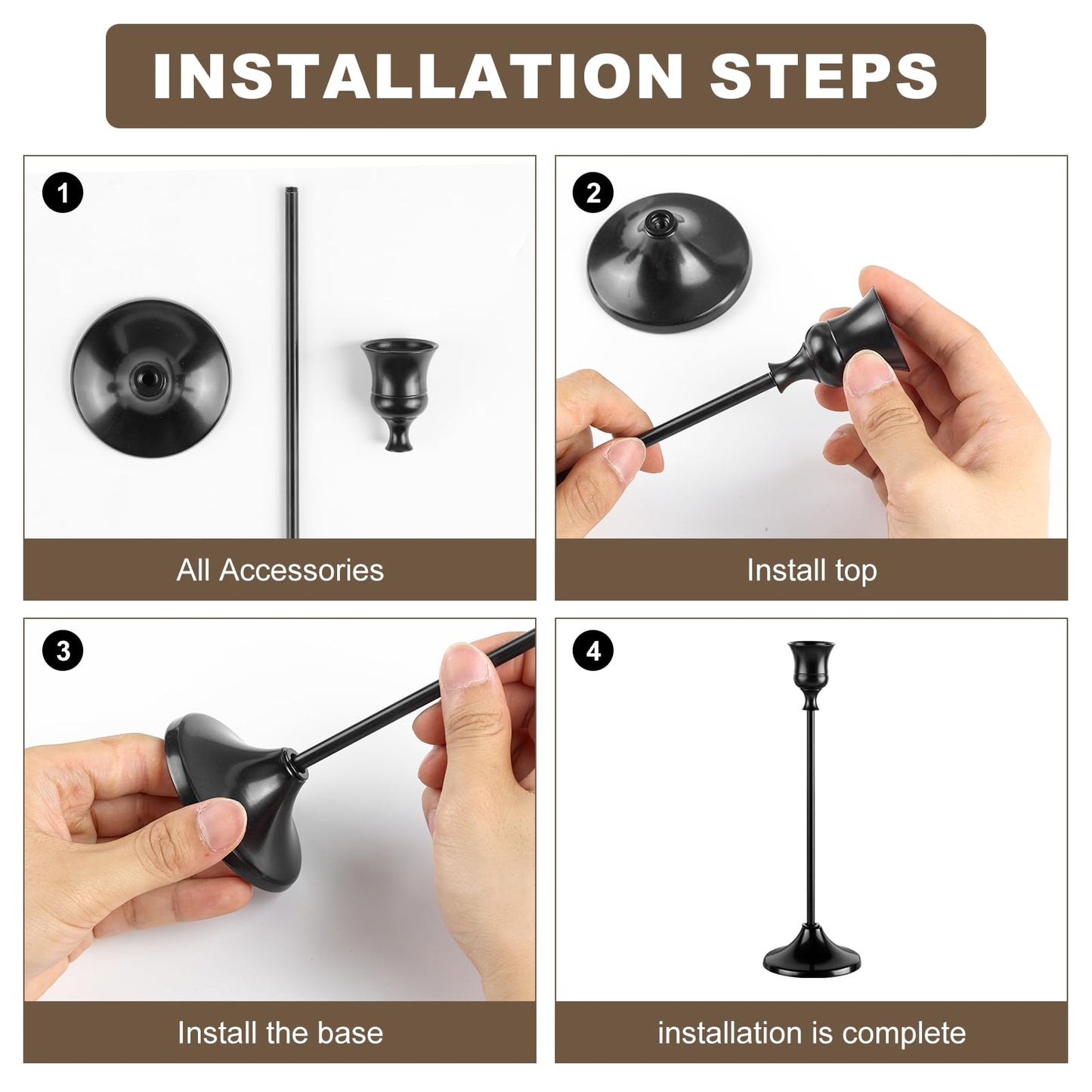 Tunyet Candlestick Holders, 6PCS Metal Taper Candle Holder, Black Candle Holders for Candlesticks, Candle Holder for Wedding Fireplace Mantel Housewarming Gift