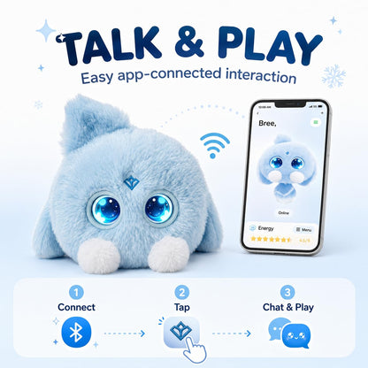 OKIVIVI AI Plush Companion, GPT-Powered Voice Chat Stuffed Toy with Conversation Memory, Expressive LED Eyes and Touch Response, Cute Stuffies Interactive AI Toys Gift for Teens