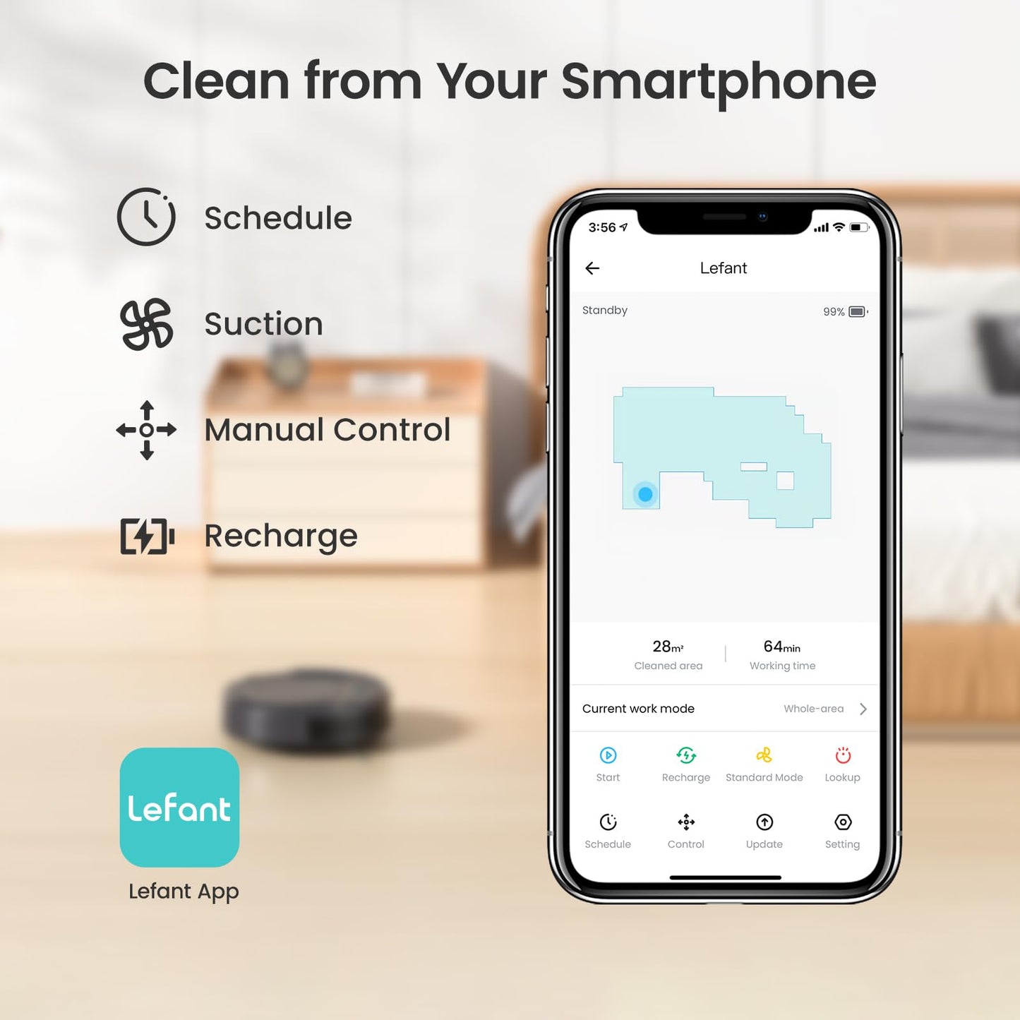 Lefant Robot Vacuum M210 Pro, Super Slim, Powerful Suction with No Tangling Port,Quiet,120 Min Runtime, Self-Charging Robotic Vacuum Cleaner, Ideal for Pet Hair, Hard Floor,App & Voice Control
