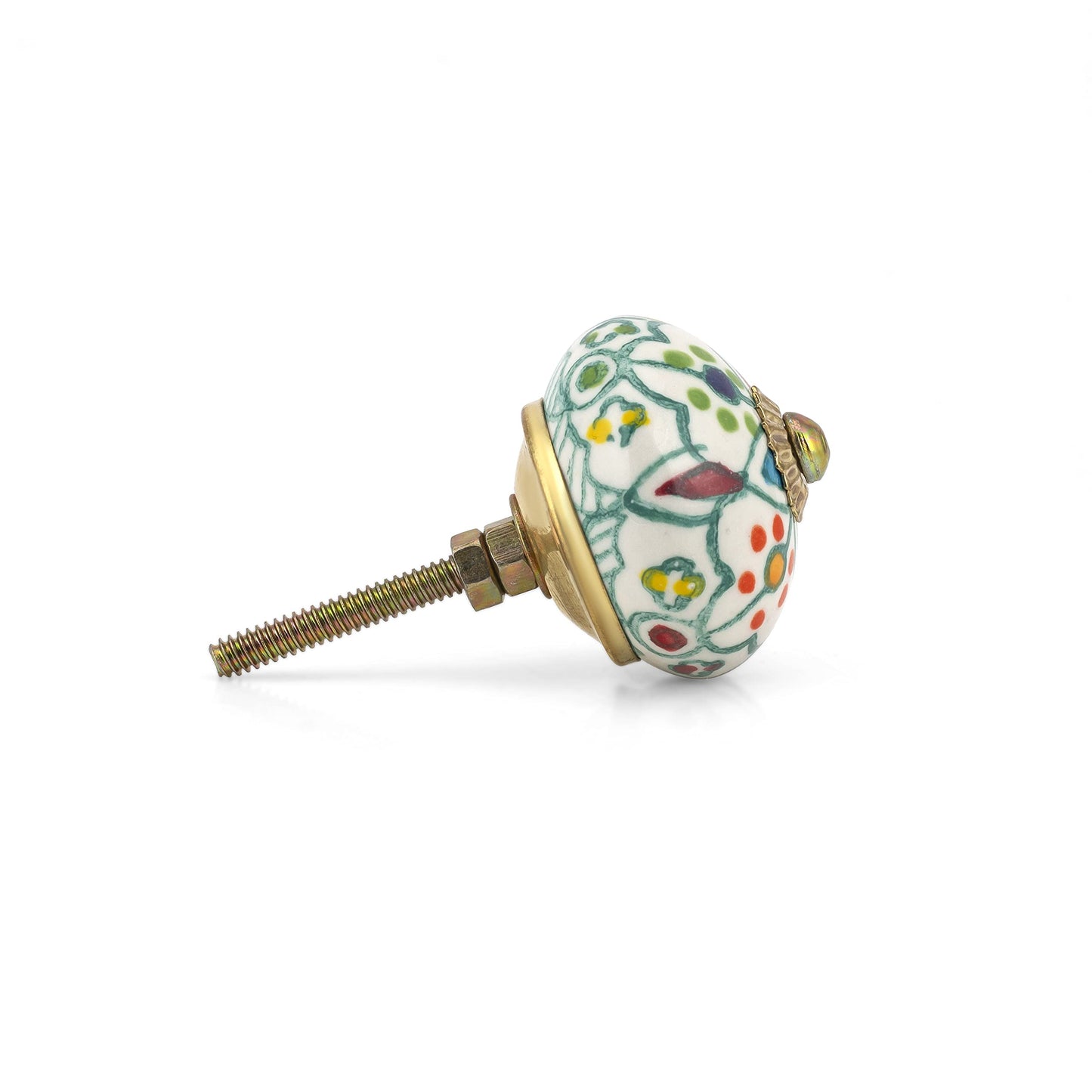 Craft Trade Ceramic Cabinet & Drawer Knobs – Decorative Kitchen Cabinet Hardware, Cupboard & Dresser Knobs – Handcrafted Furniture Pull Handles, Round Design (Colorful, Set of 6)
