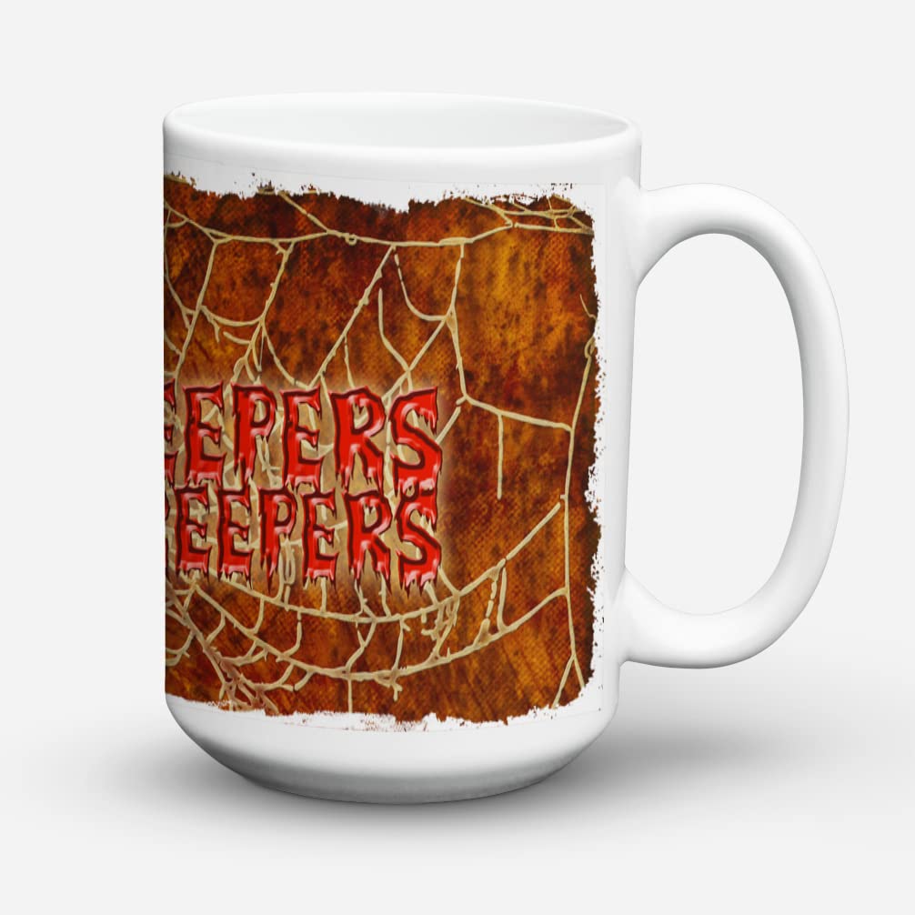 Caroline's Treasures SB3018CM15 Jeepers Creepers with Bat and Spider web Halloween Dishwasher Safe Microwavable Ceramic Coffee Mug 15 ounce, 15 ounce, multicolor