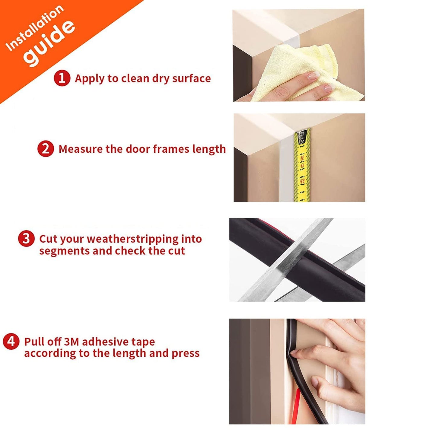 Black Rubber Weather Stripping Door Seal Strip, D Shape Door Rubber Weather Seal Strip, SelfAdhesive Door Weatherstripping Soundproofing Door Sealing Strip for Windows (23 feet, Black)