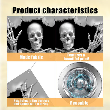WDESYADMS Skeleton Garage Door Cover 157.48 × 70.87 Inch Scary 3D Cracked Wall Skeleton Garage Door Decoration for Outdoor Halloween Party Yard Home Decor