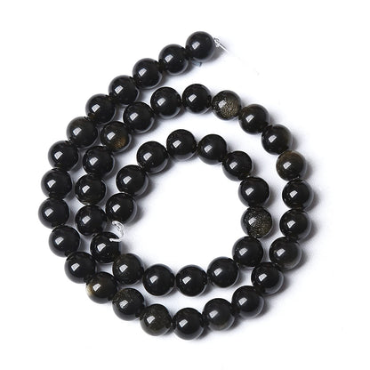 4MM 86PCS Natural Stone Golden Obsidian Loose Spacer Beads for Jewelry Making DIY Bracelet