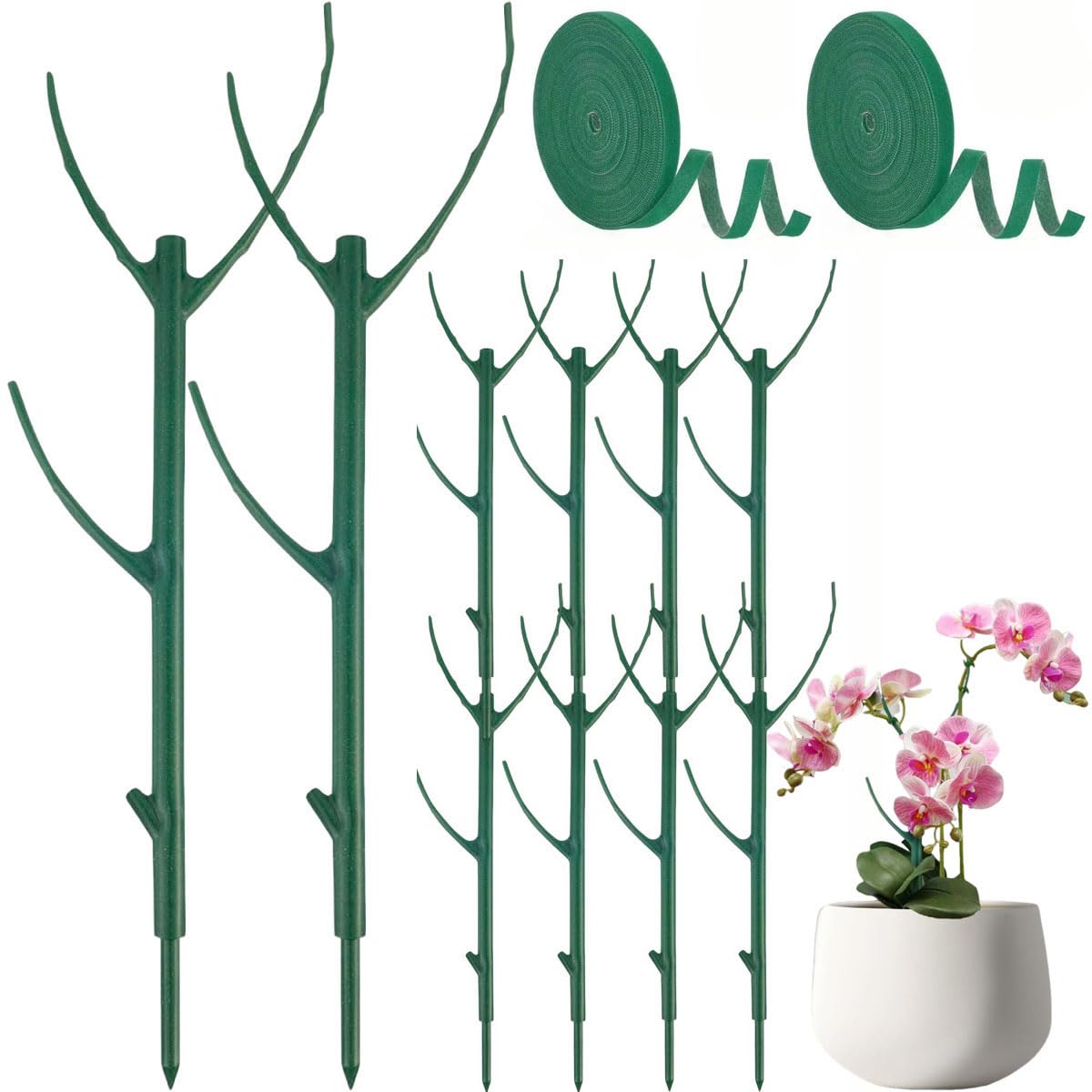 10 PCS Stackable Twig, Stackable Plant Support Stakes, Monstera Plastic Support Structures for Indoor & Outdoor Plants, Potted Plants, Flower Other Climbing Plants(Green, 10 Pack, 11."L)