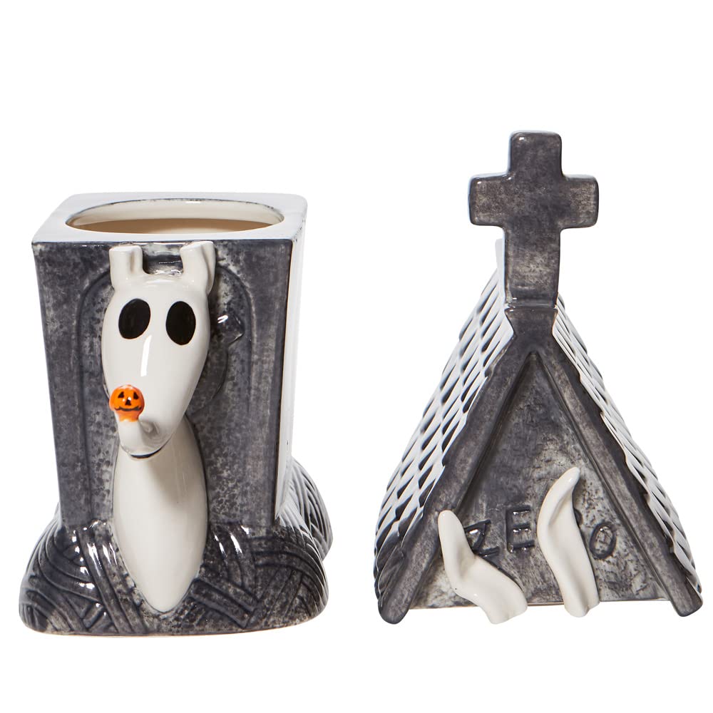 Department 56 Disney Ceramics The Nightmare Before Christmas Zero in Dog House Sculpted Cookie Jar Canister, 13.75 Inch, Multicolor