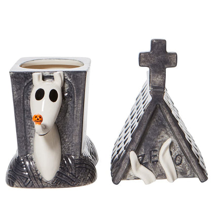 Department 56 Disney Ceramics The Nightmare Before Christmas Zero in Dog House Sculpted Cookie Jar Canister, 13.75 Inch, Multicolor