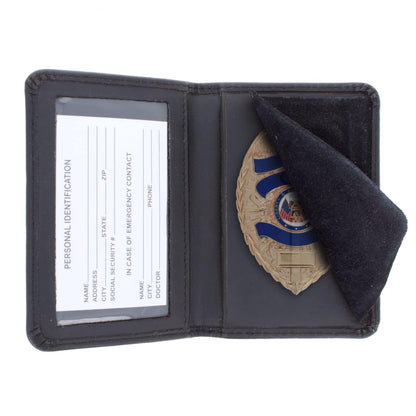 ASR Federal Genuine Leather Unisex Law Enforcement Badge Holder Case - Shield, Basketweave Black