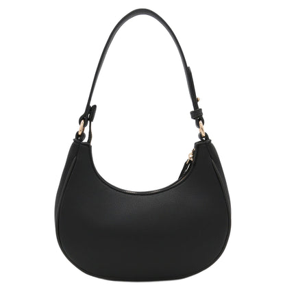 FashionPuzzle Small Crescent Shoulder Bag Underarm Purse (Black)
